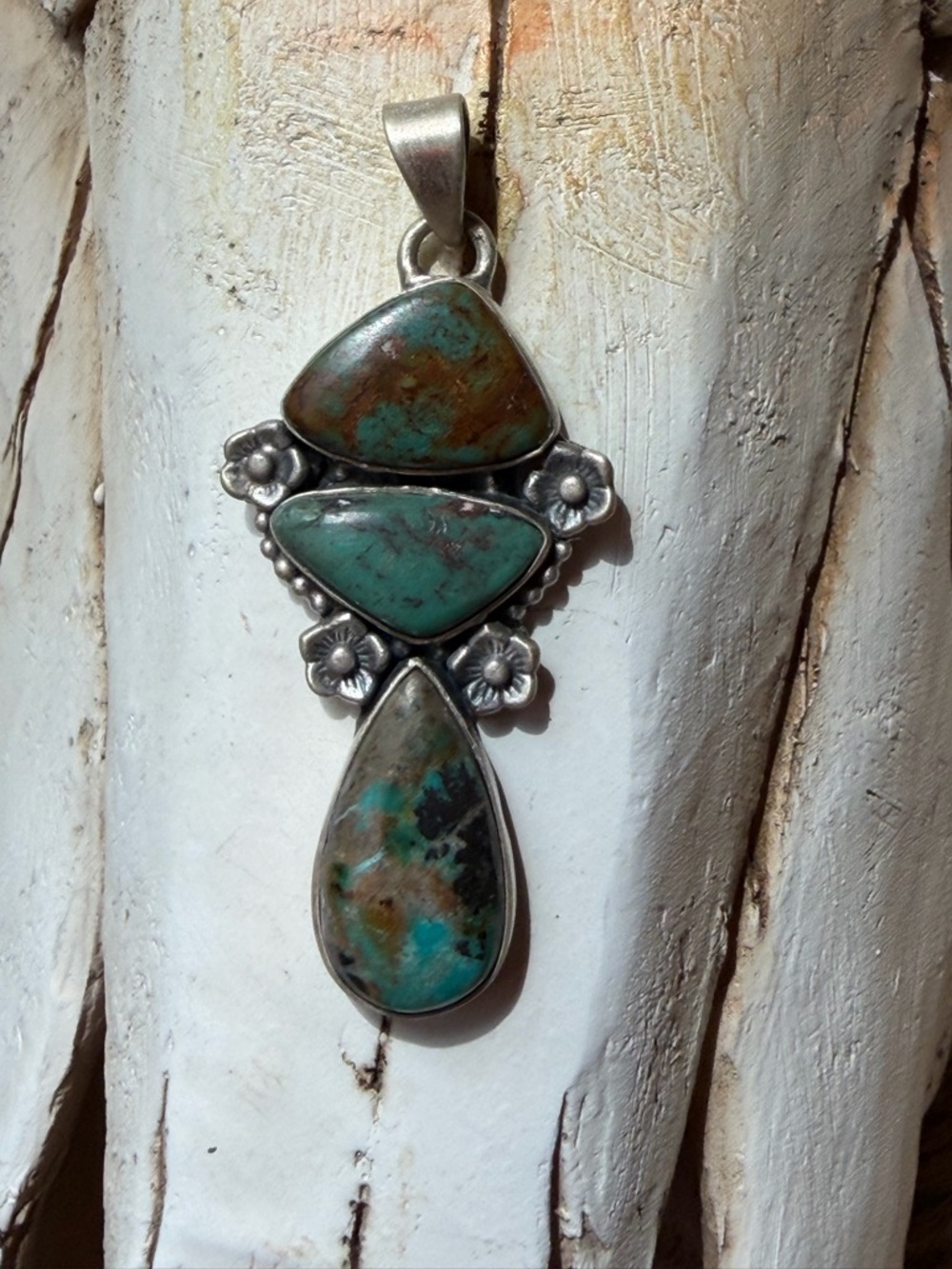 Sterling Silver Royston Turquoise Triple Stone Pendant